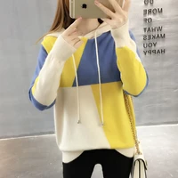 hooded sweater pullover womens sweater autumn winter new students all matching patchwork sweater long sleeve bottoming shirt