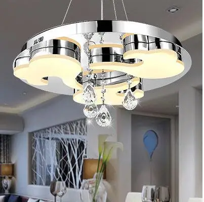 

LED 110-220V pendant light Creative sweet atmosphere round pendant lamps lanterns Stainless steel restaurant crystal droplight
