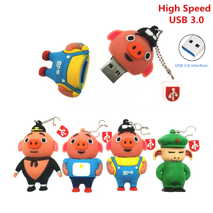 

High Speed USB 3.0 Pen Prive 128GB Cartoon Pink Pig Pendrive 4GB 8GB 16GB 32GB 64GB Usb Flash Drive USB Flash Memory Stick Disk