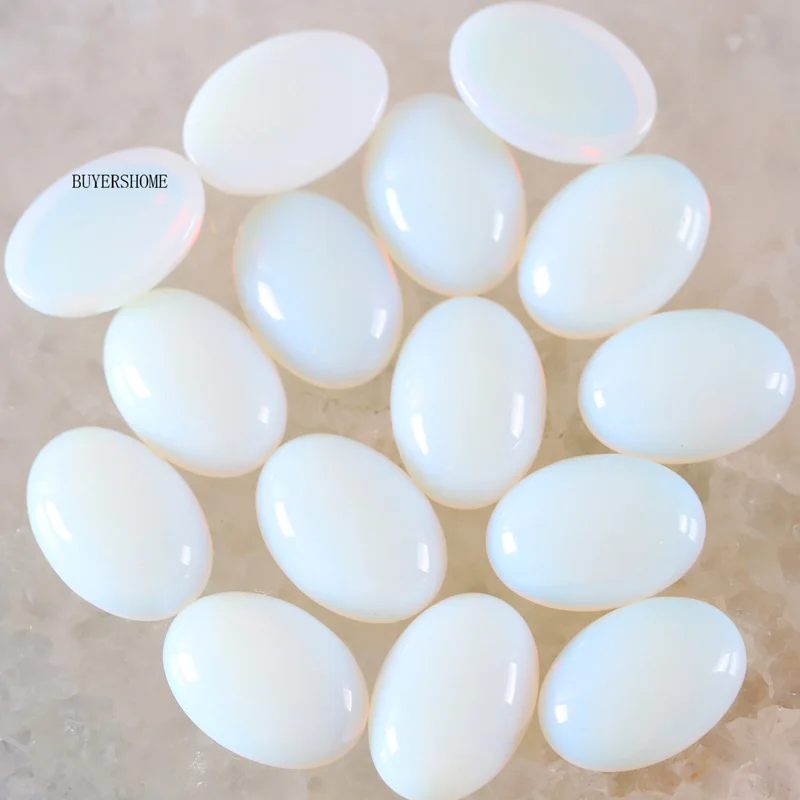 White Opal 20x15 мм кабошон овальные бусины из натурального камня разноцветные камни для изготовления ювелирных изделий ожерелье кулон браслет серьги 5 шт. K1500 - Цвет: White Opal