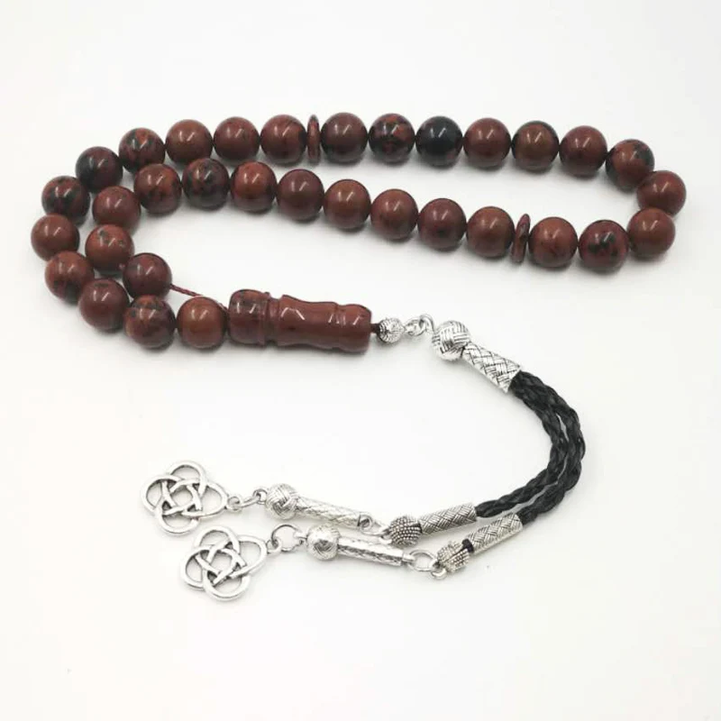 Натуральный Красный обсидиан Tasbih мужской четки Редкий Камень 33 мусульманская