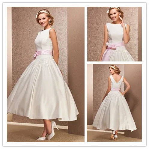 Vintage High Neck Open Back Wedding gowns 2014 Sexy Satin Sash Bridal Gowns vestidos de novias | Свадьбы и торжества