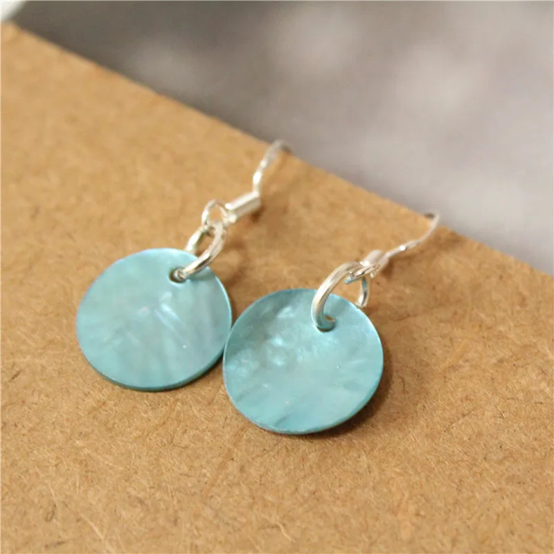 925 Silver Natural Pearl Shell Round Dangle Earrings Free Shipping | Украшения и аксессуары