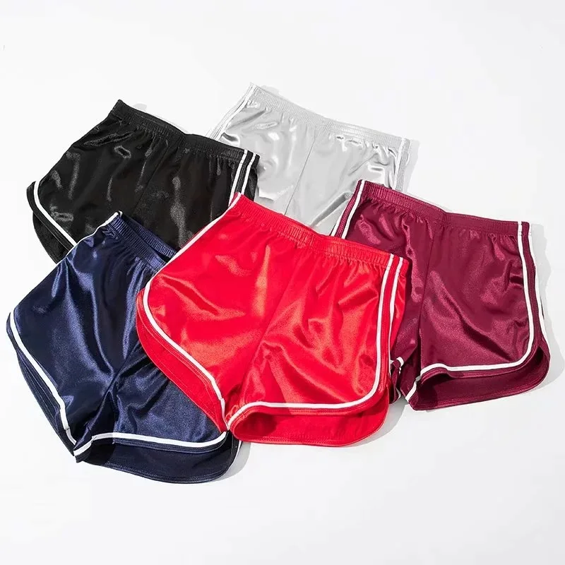 

New 2019 Summer Women's Shorts Silk Slim Elastic High Waist Shorts Casual Beach White Egde Shorts Feminino Hot Shorts Spodenki