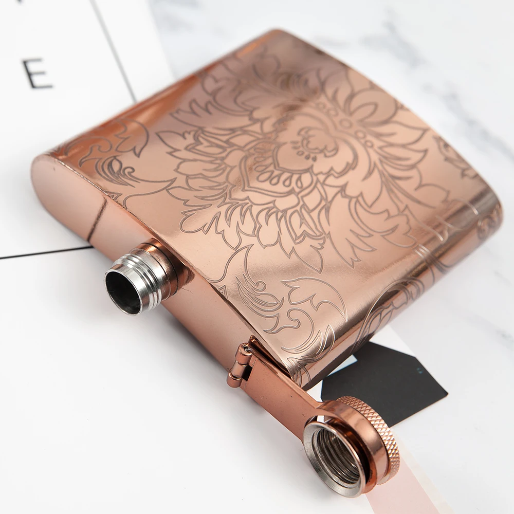 

Mealivos Rose gold Flasks 6 oz Stainless Steel Hip Flask flowers Flask for Alcohol Bottle liquor Whiskey bottle bridesmaid gift