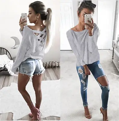 Фото Loose Long Sleeve Shirt Casual Blouse Fashion women long sleeve top drop ship Back Cross Women Crew-neck Plus Size Tops Loose Long Sleeve Shirt Casual Blouse Fashion women long sleeve top drop ship Back Cross Women Crew-neck Plus Size Tops