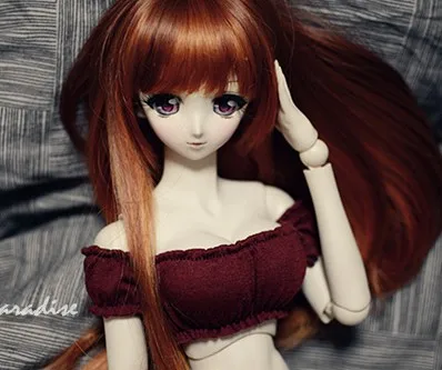 Кукольная одежда BJD темно-винно-красная с открытыми плечами маленькая нагрудная