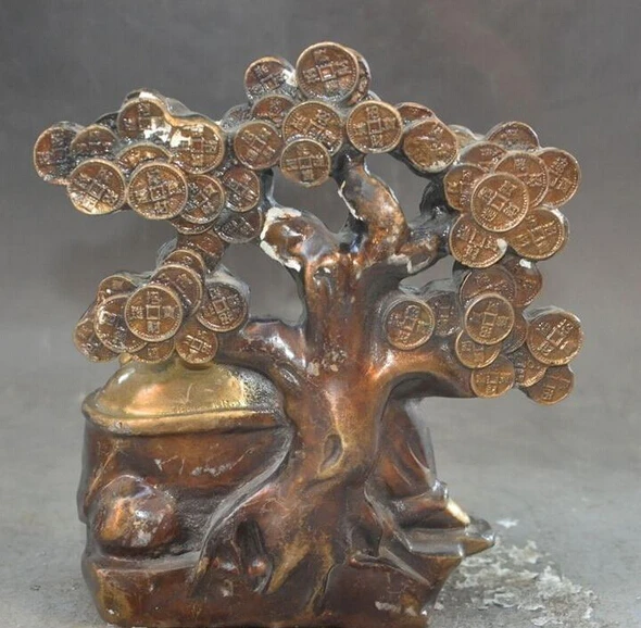 ZSR 1018 + китайский буддийский Joss бронзовый позолоченный yuanbao Money tree богатство Maitreya