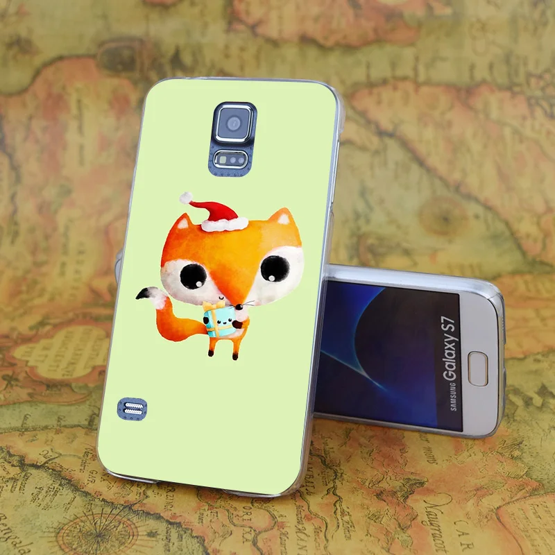 E2910 милый Рождественский Прозрачный жесткий чехол из поликарбоната с лисой для