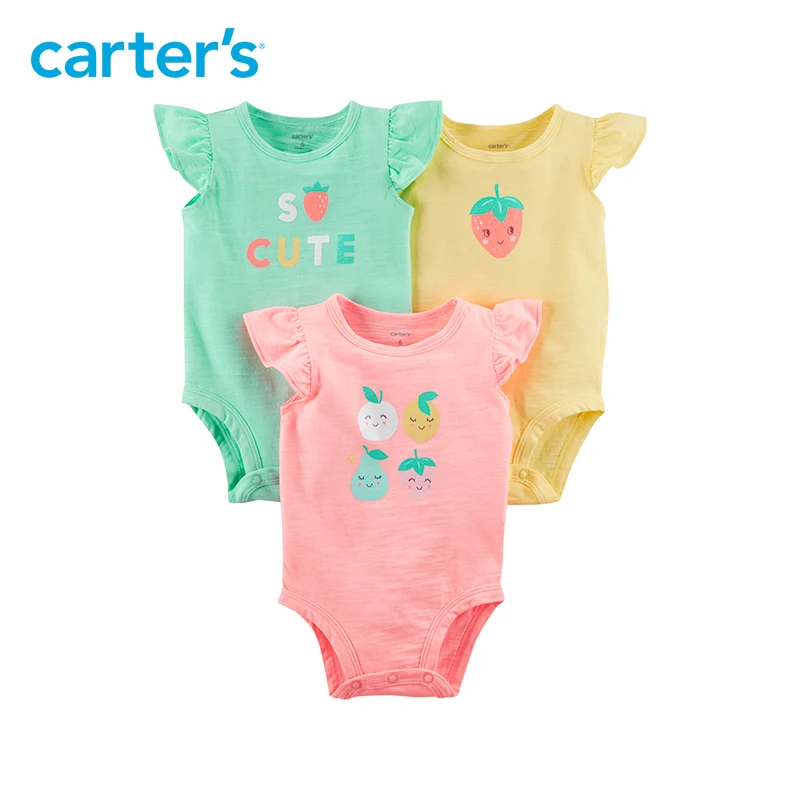 Carter's/3 шт для маленьких детей детская одежда девушка лето Flutter Sleeve фруктовый