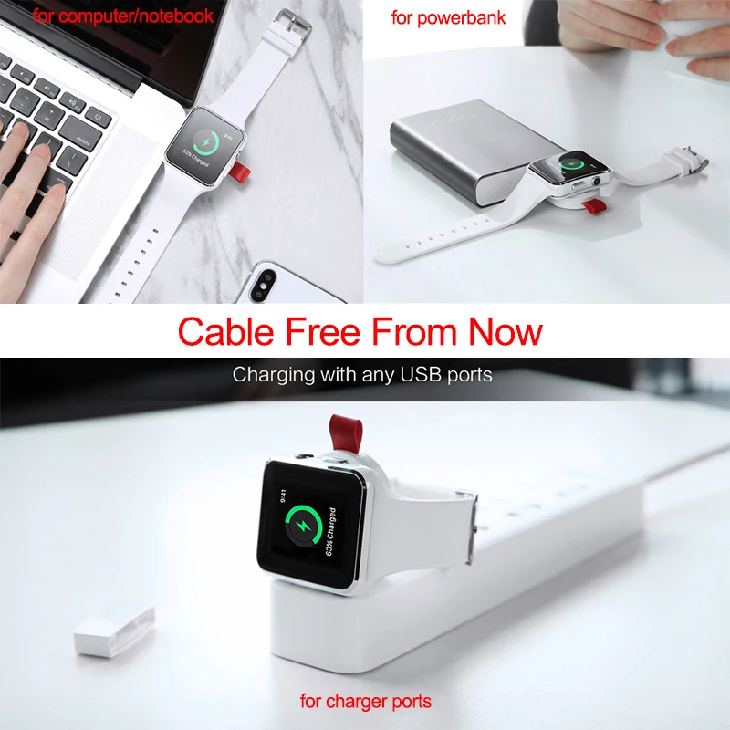 VAORLO магнитное Беспроводное зарядное устройство для I Watch 4 3 2 1 USB мини-адаптер Apple