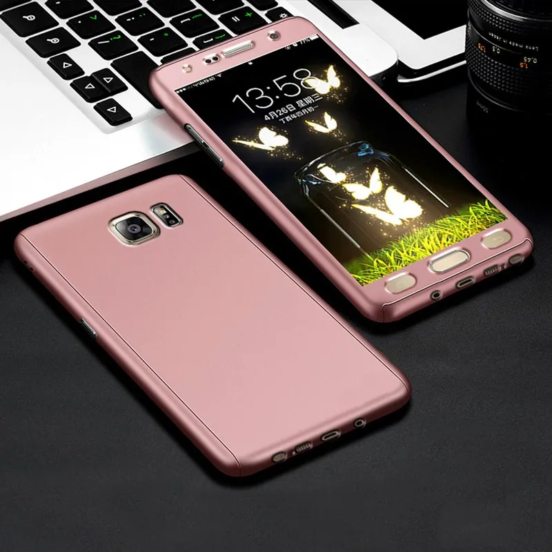 Beira 360 Phone Case For Samsung Galaxy Note 2 N7100 Note3 4 5 Full Body Coverage Back Cover Couqe+Glass Film Fundas |