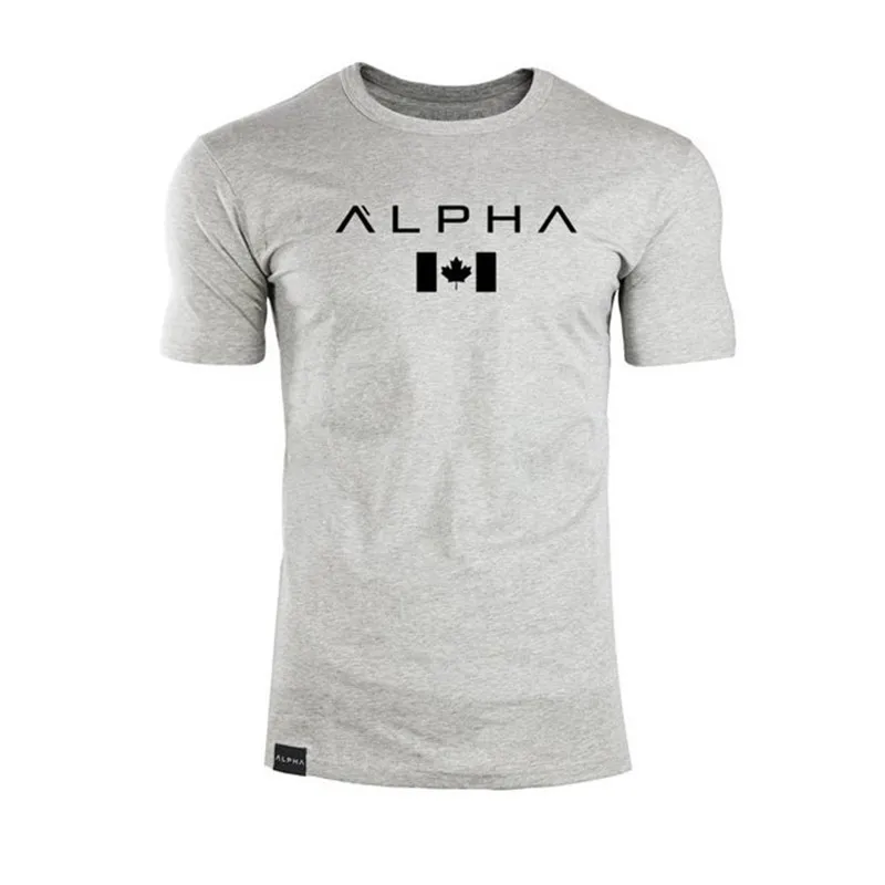 Высокое качество Alpha футболка для мужчин тренажеры фитнес бодибилдинг Slim Fit