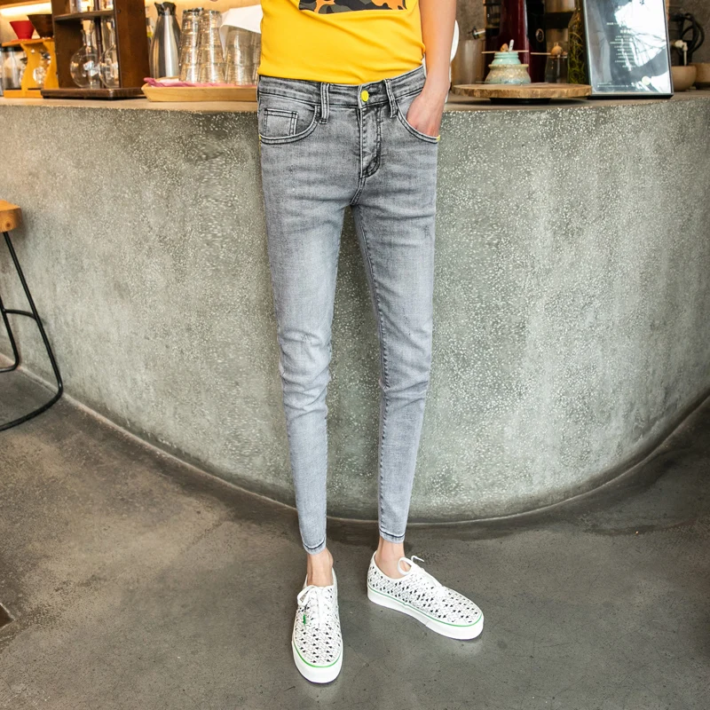 2019 Новая летняя одежда личность небольшое отверстие дизайн мужские зауженные