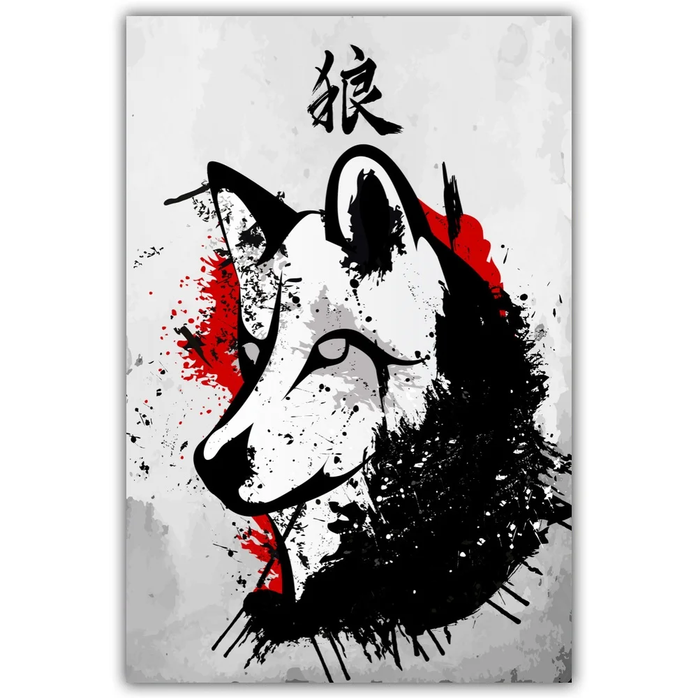 Абстрактная японская стена бусхидо Сакура Самурай укиё Художественная печать на