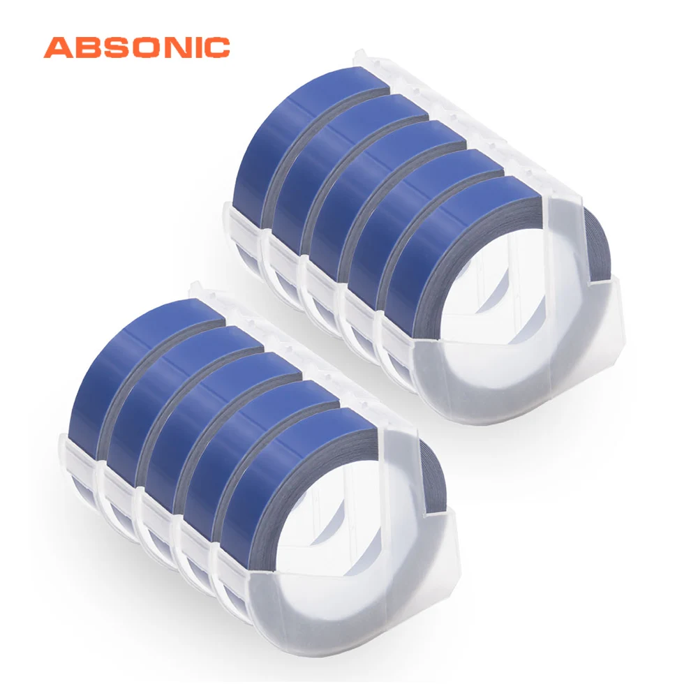 Absoonic 10 шт 9 мм пластиковая лента кассета Замена для DYMO 3D тиснение этикетки