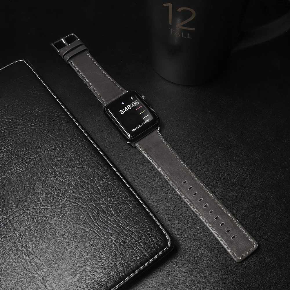 Из натуральной коровьей кожи для iphone Apple watch 1/2/3/4, для iwatch, версия для мужчин и женщин, ремешок для наручных часов в винтажном стиле crazy horse, 42 мм, 38 мм, версия Смарт-браслет