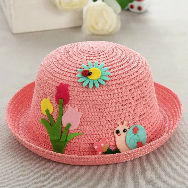 

2017 Novelty Country Beach Kids Sunscreen Child Curling Small Snail Cartoon Straw Hat