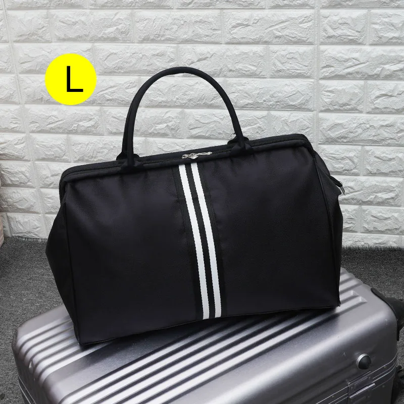 BLACK DOUBLE L Bolsa, полосатая дорожная сумка для спортзала, фитнеса, сумки для багажа, для путешествий, спортивная сумка для женщин и мужчин, для спорта на открытом воздухе Tas XA46A - Цвет: BLACK DOUBLE L