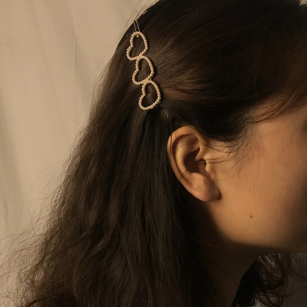 

IngeSight.Z Korean Simulated Pearl Hair Pins Barrets Geometric Star Face Hair Clip for Women Girls Hair Accessories