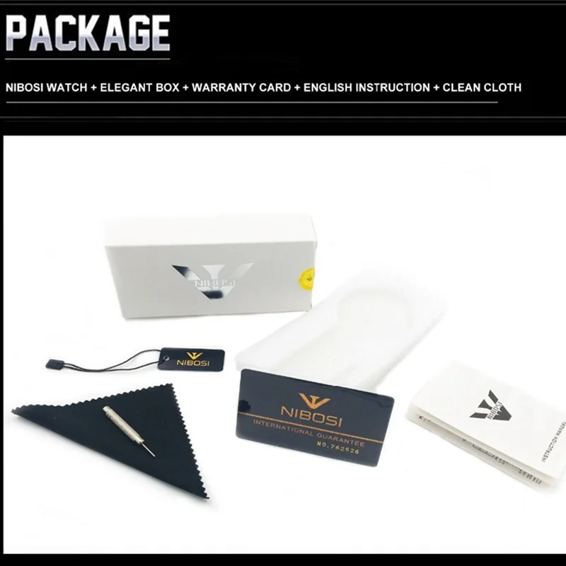 Часы наручные NIBOSI Мужские кварцевые брендовые Роскошные деловые аналоговые