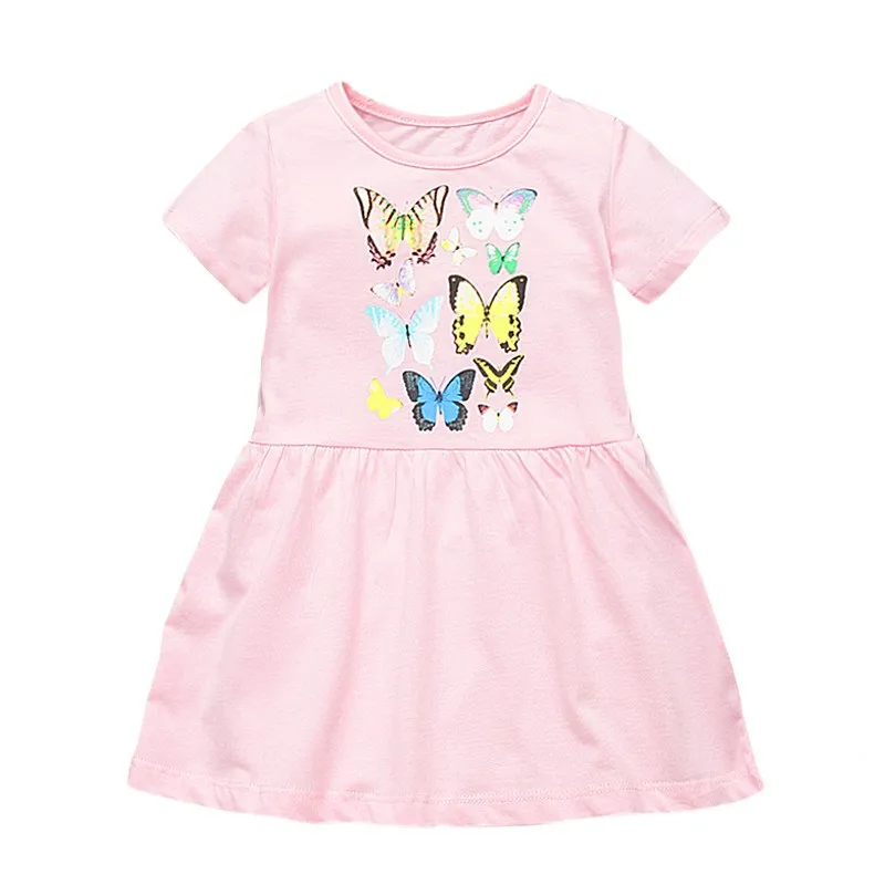 Baby girls new designed cartoon dresses with printed some butterflies kids style short sleeve summer dress top 2018 | Детская одежда и