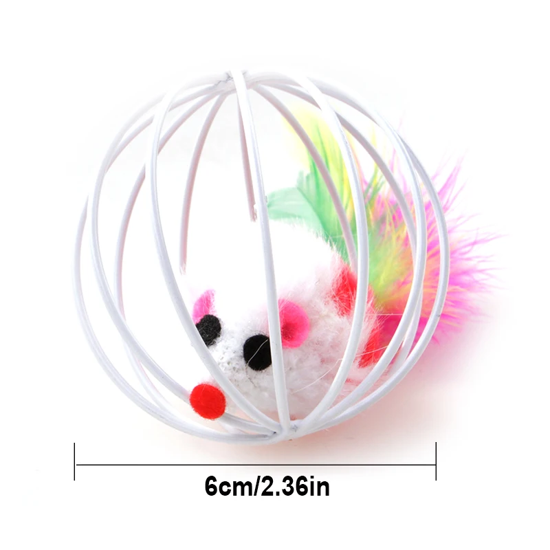 1 шт. красочное перо игрушечная Мышка для кошки интерактивная игра полый шар