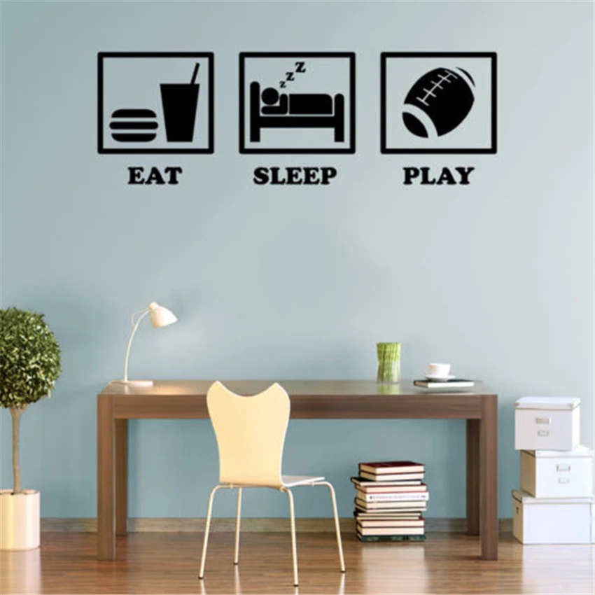 Переводные картинки для регби Eat Sleep Play настенные художественные Стикеры
