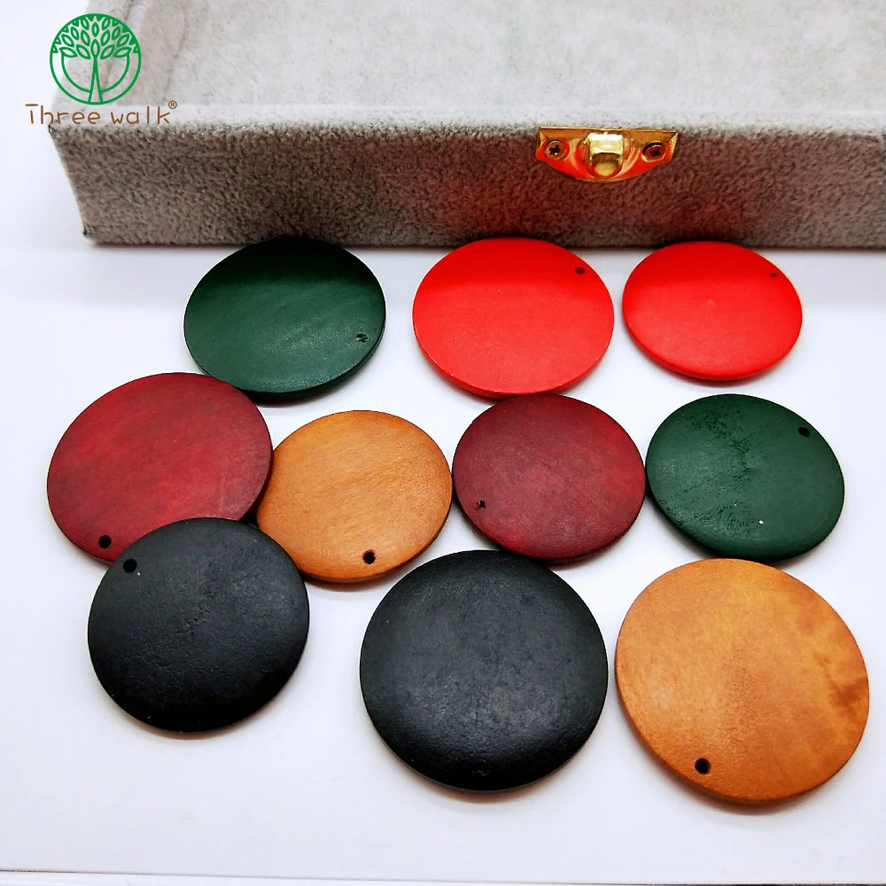 

10pcs 35mm Wooden Round Shape Eardrop Mixed Color Pendant Accessories Necklace Charms Jewelry Finding Diy Material