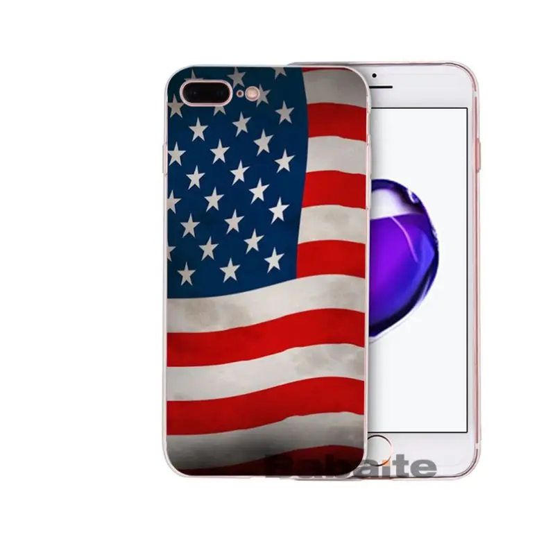 Тонкий чехол для телефона Babaite Blue Line с американским флагом США iPhone 6S 6plus 7 7plus 8 8Plus X