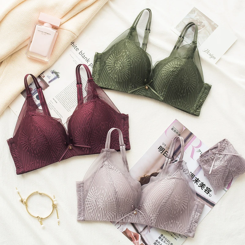 Roseheart женский модный зеленый Лавандовый кружевной бюстгальтер наборы Bralette
