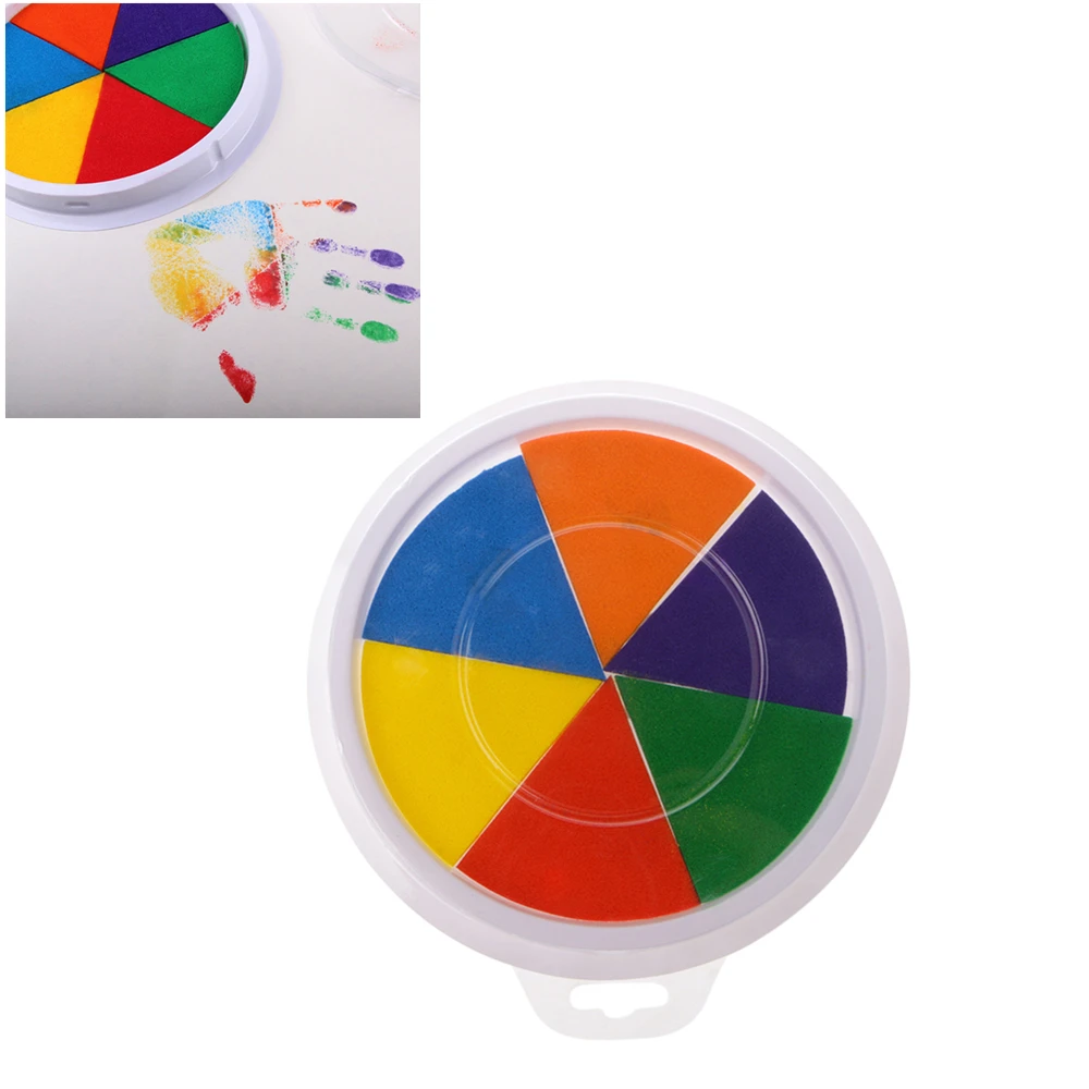 

6 Colors Ink Pad Stamp DIY Finger Painting Craft Cardmaking Large Round For Kids Sudent Painting Supplies C26