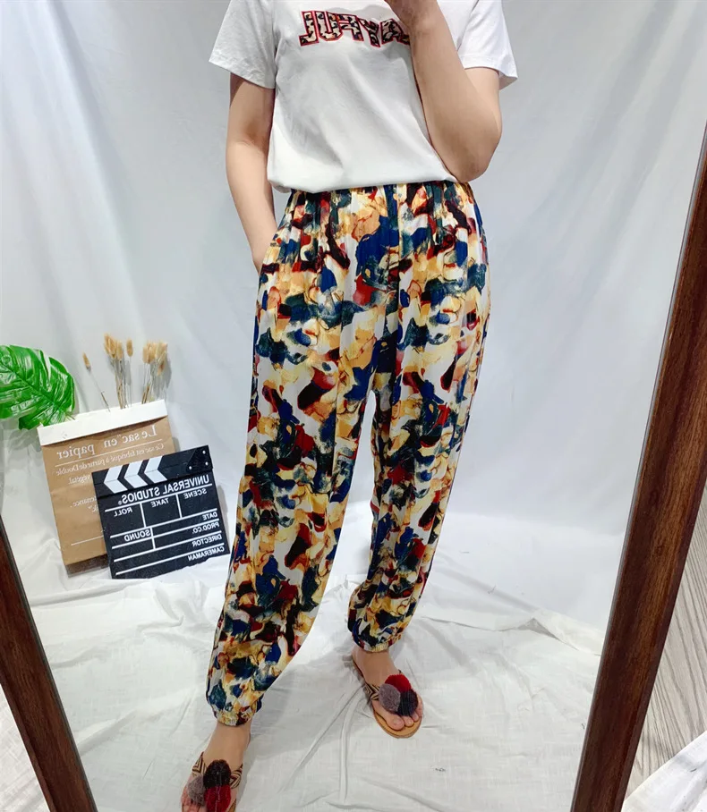Daeyard женские брюки для сна весенние хлопковые с цветочным принтом сексуальное
