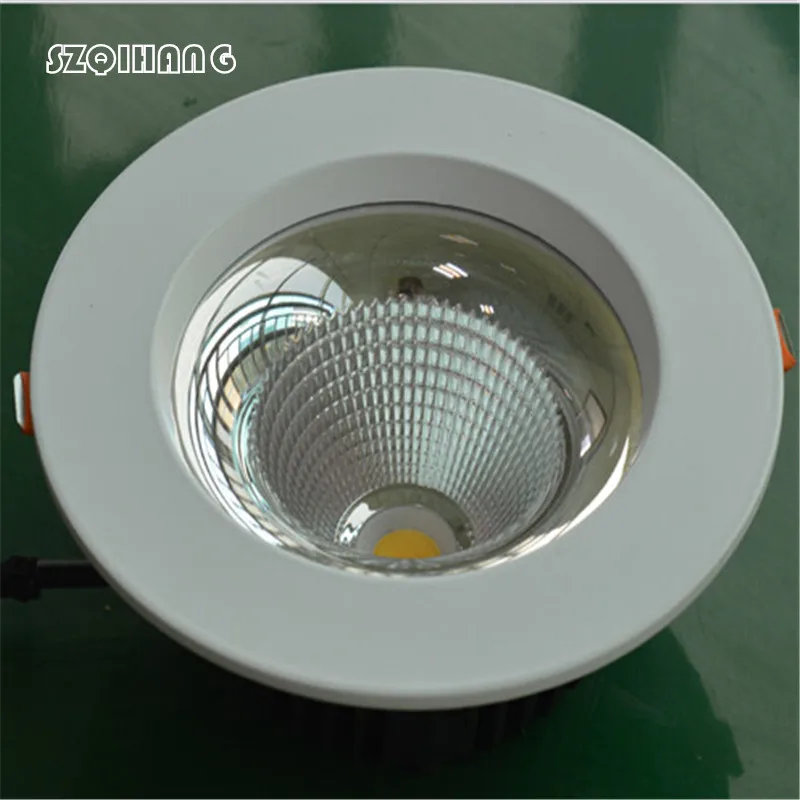 

Free Shipping COB white shell 15W Dimmable High Power Led Downlights Recessed Ceiling downLights With Led Drivers AC85-265V
