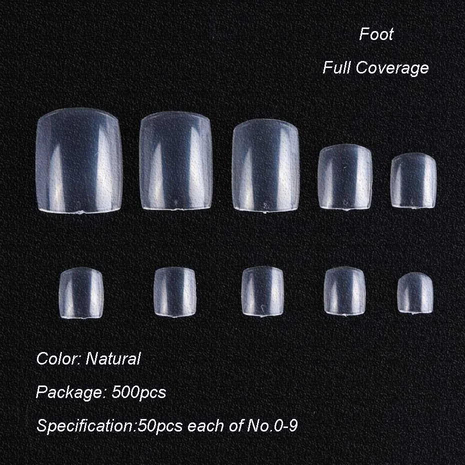 Foot Natural 500 шт акриловые накладные ногти, чистые натуральные белые французские Кончики ногтей, форма для наращивания ногтей, сделай сам, маникюр, накладные ногти, художественные кончики SA871 - Цвет: Foot Natural