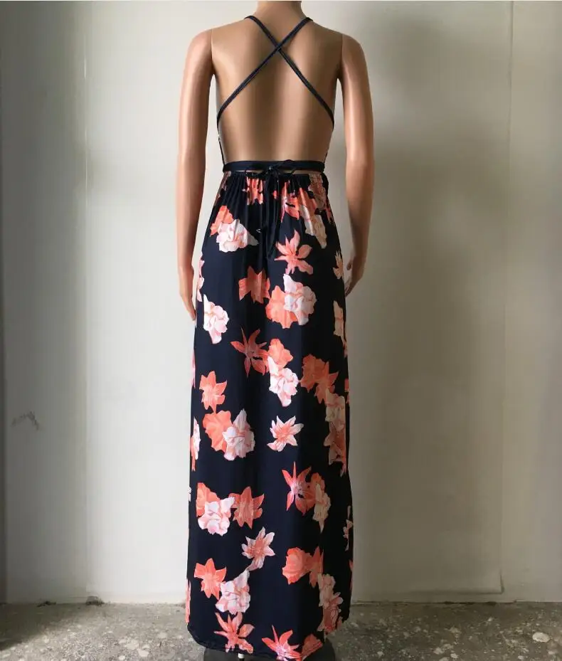 JOYINPARTY boho длинное шифоновое платье с глубоким v-образным вырезом сзади летнее