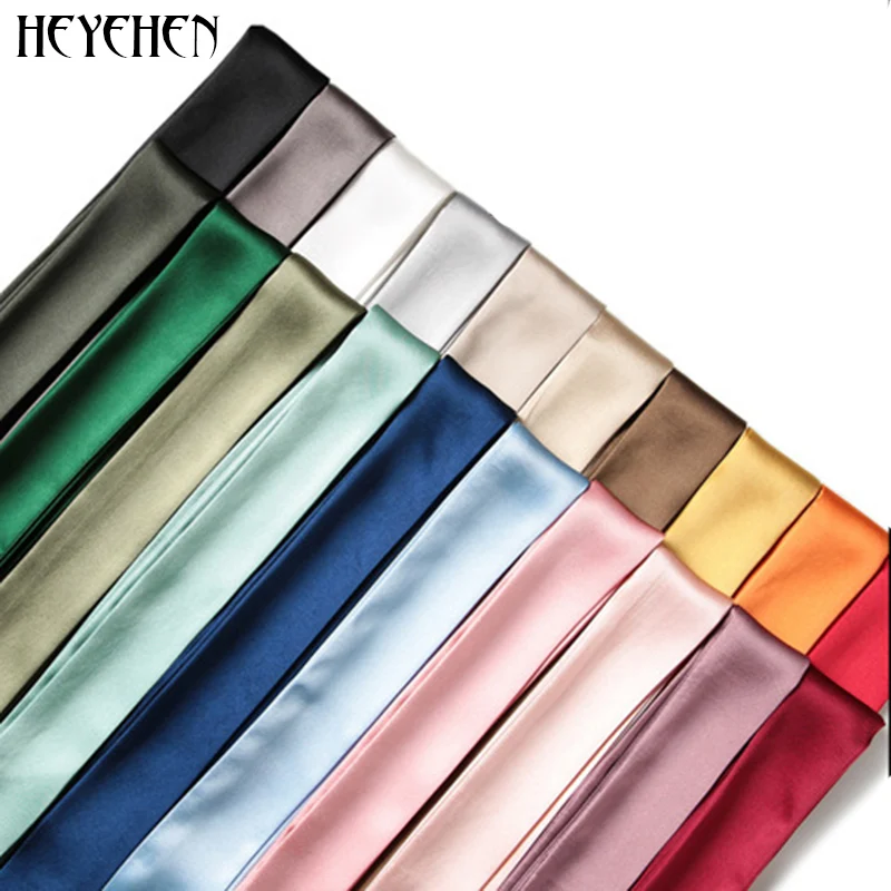 30 цветов женский платок модный однотонный шарф узкий маленький с лентами и