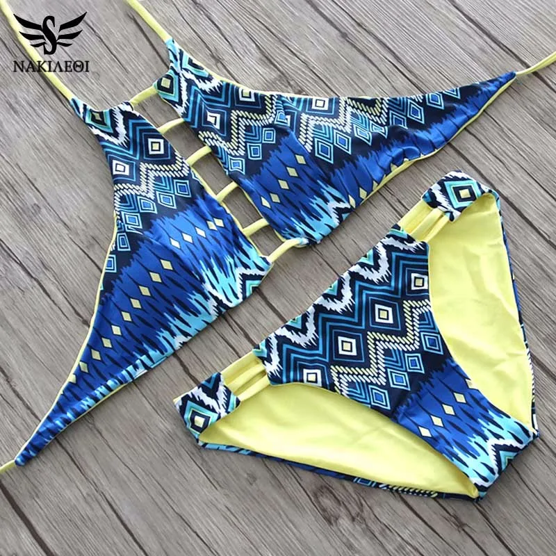 Женский купальник бикини с высокой горловиной Raintropical пляжный вырезом на шее