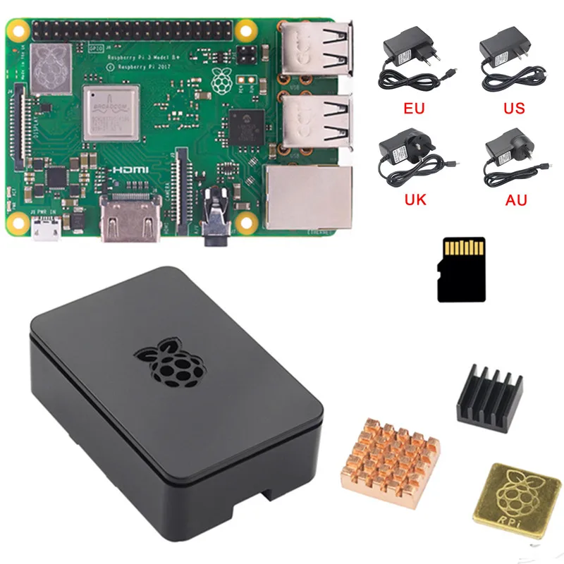 Новый комплект Raspberry Pi 3 B + (B Plus) четырехъядерный процессор 1 4 ГГц 64 бит чехол с