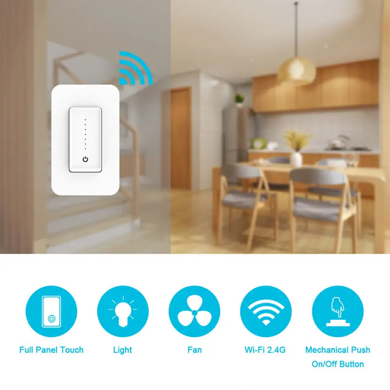 

Smart Wifi Light Dimmer US Standard Wall Touch Control Switch Smart Life/Tuya APP Works With Alexa Google Home IFTTT domotica