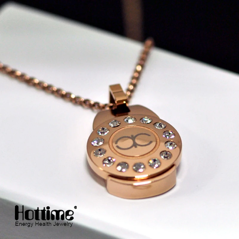 Hottime Magnetic Stainless Steel Necklaces And Bracelet Set 4 IN 1 Bio Elements Energy Pendant Necklace 1PCS 60CM Ball Chain|necklace