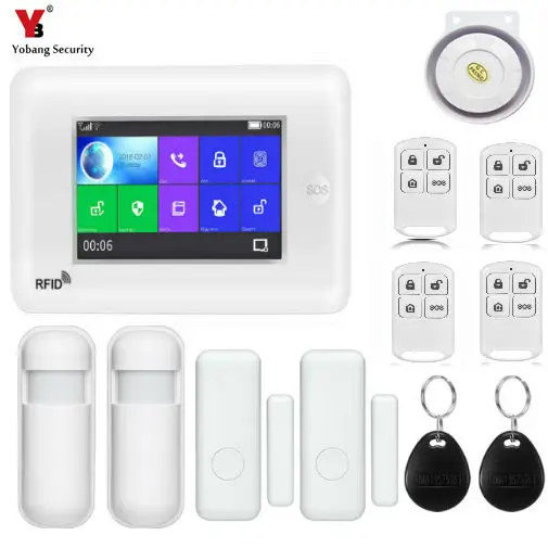 Охранная сигнализация Yobang 4 3 дюйма Wi Fi приложение GSM|Комплекты для сигнализации| |
