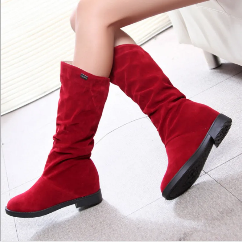 Женские ботинки из флока до середины икры на осень зиму|high boots|winter women bootswomen boots |