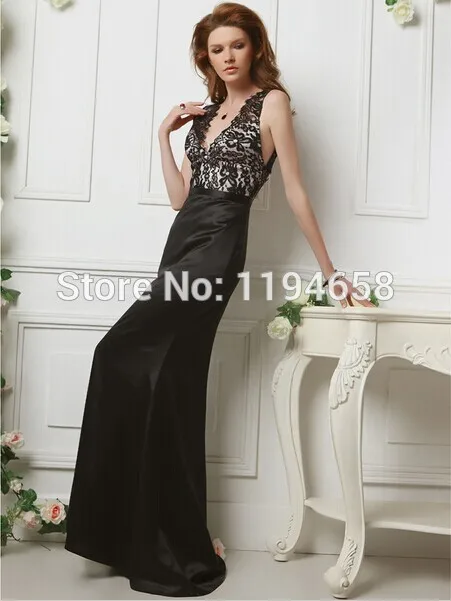 Скидка-элегант вечерние платья ну вечеринку черный v-образным вырезом русалка