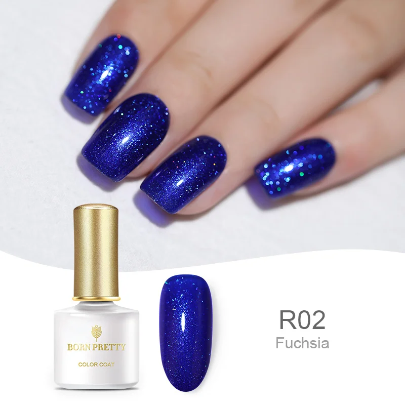 BP-R02 BORN PRETTY 6ml Rainbow Holographic UV Gel Soak Off Sequins Shimmer Glitter Colorful Nail Gel Polish UV LED Nail Art Manicure - Цвет: BP-R02