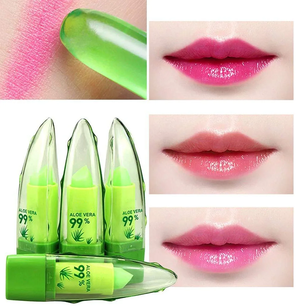 

Natural Aloe Vera Lipstick Color changing lipstick repair lip balm Long Lasting Color Temperature Change Moisturizing lip makeup