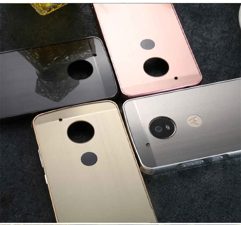 For Moto G 5 G5 XT1670 XT1672 Case Plating Metal Frame with Brushed Back Cover Hard for Motorola XT1676 5.0&quot |