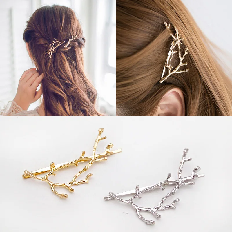 

Retro Antlers Branches alloy Hair pins Side Clips Crystal Hair Accessories Rim Hair Clips For Women Hair Bows Headband -4