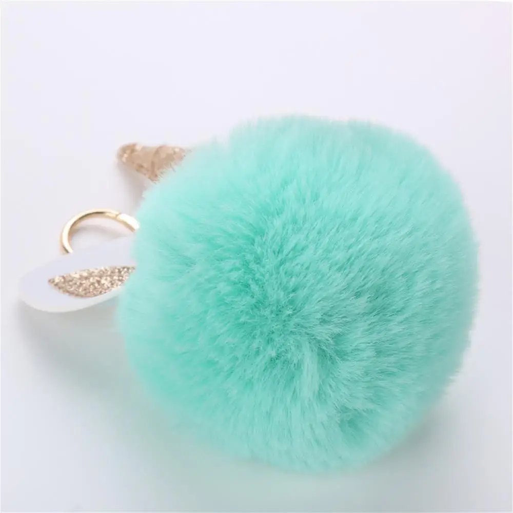 Брелок для ключей 1 шт. милый пушистый с рогом единорога модный из искусственного