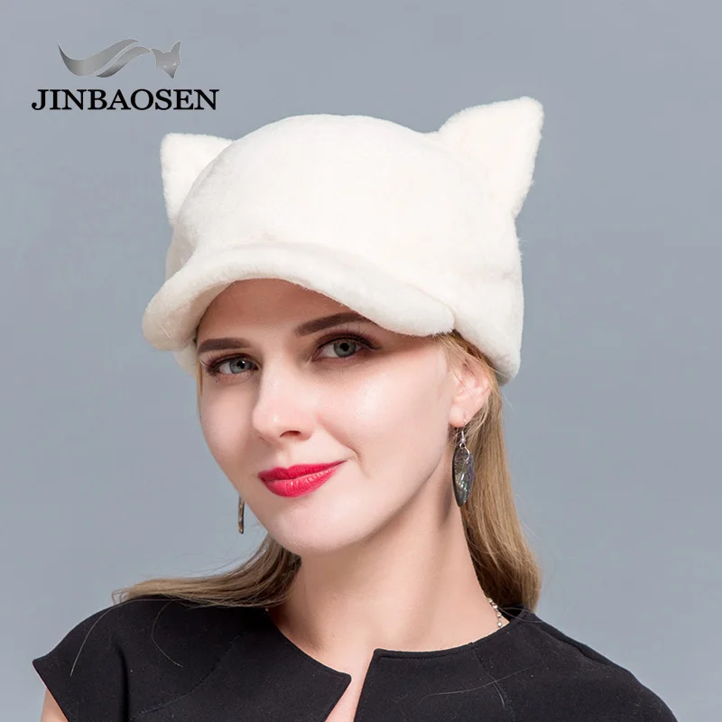 Новая модная бейсболка JINBAOSEN шапка из овчины меховая стильная с кошачьими ушками